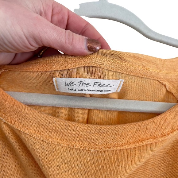 Free People We The Free Coastal Cruising Long Sleeve Tee Peach Raw Seam Small - Picture 2 of 7